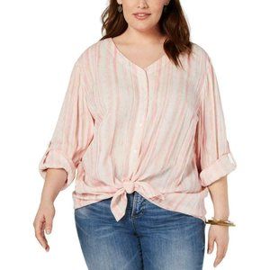 Style & Co. Front Tie Button-Down Blouse Size 3X
